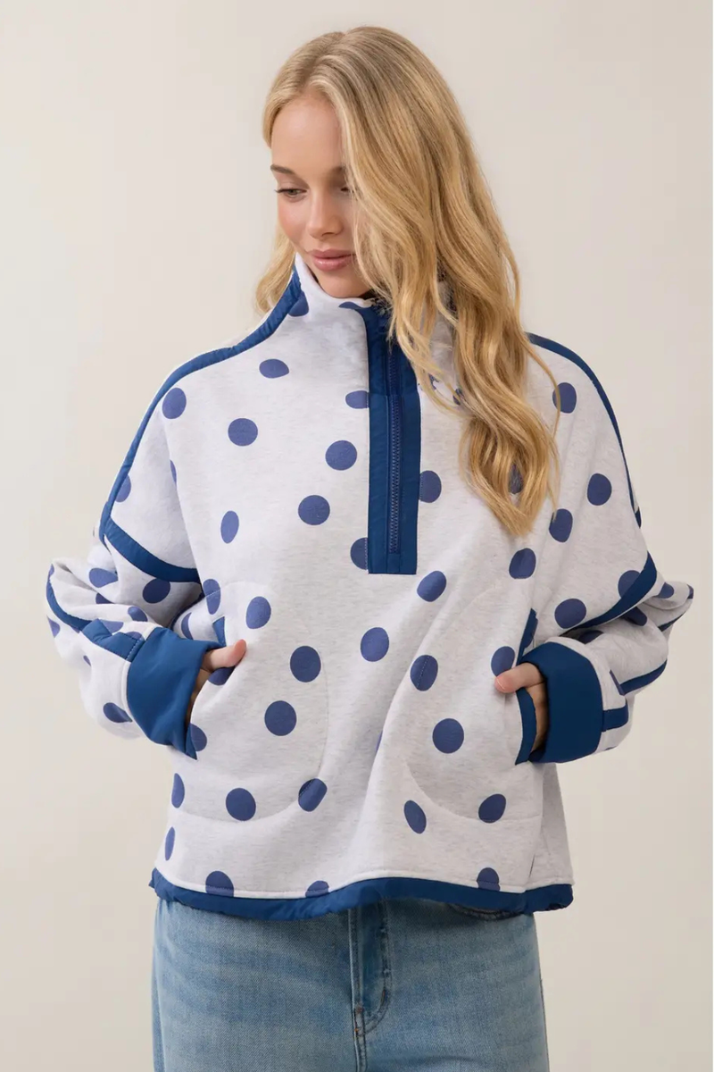 Polka Dot Contrast Pullover