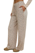 Ditsy Floral Rib Knit Wide Leg Lounge Pants