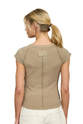 Raglan Exposed Seam Short Sleeve Knit Top
