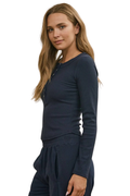 Fitted Long Sleeve Ribbed Henley Knit Top