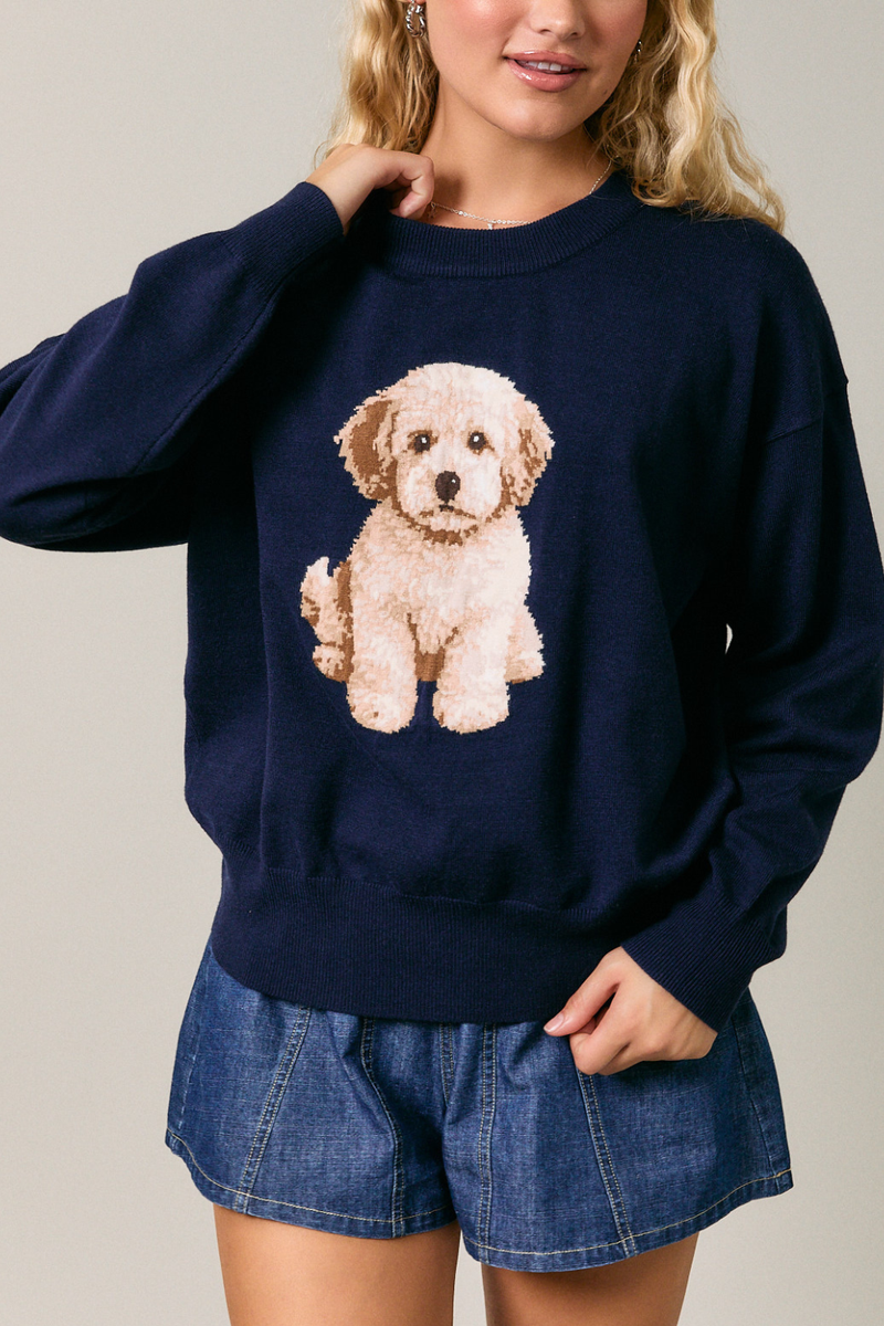 Golden Doodle Long Sleeve Crew Neck Sweater