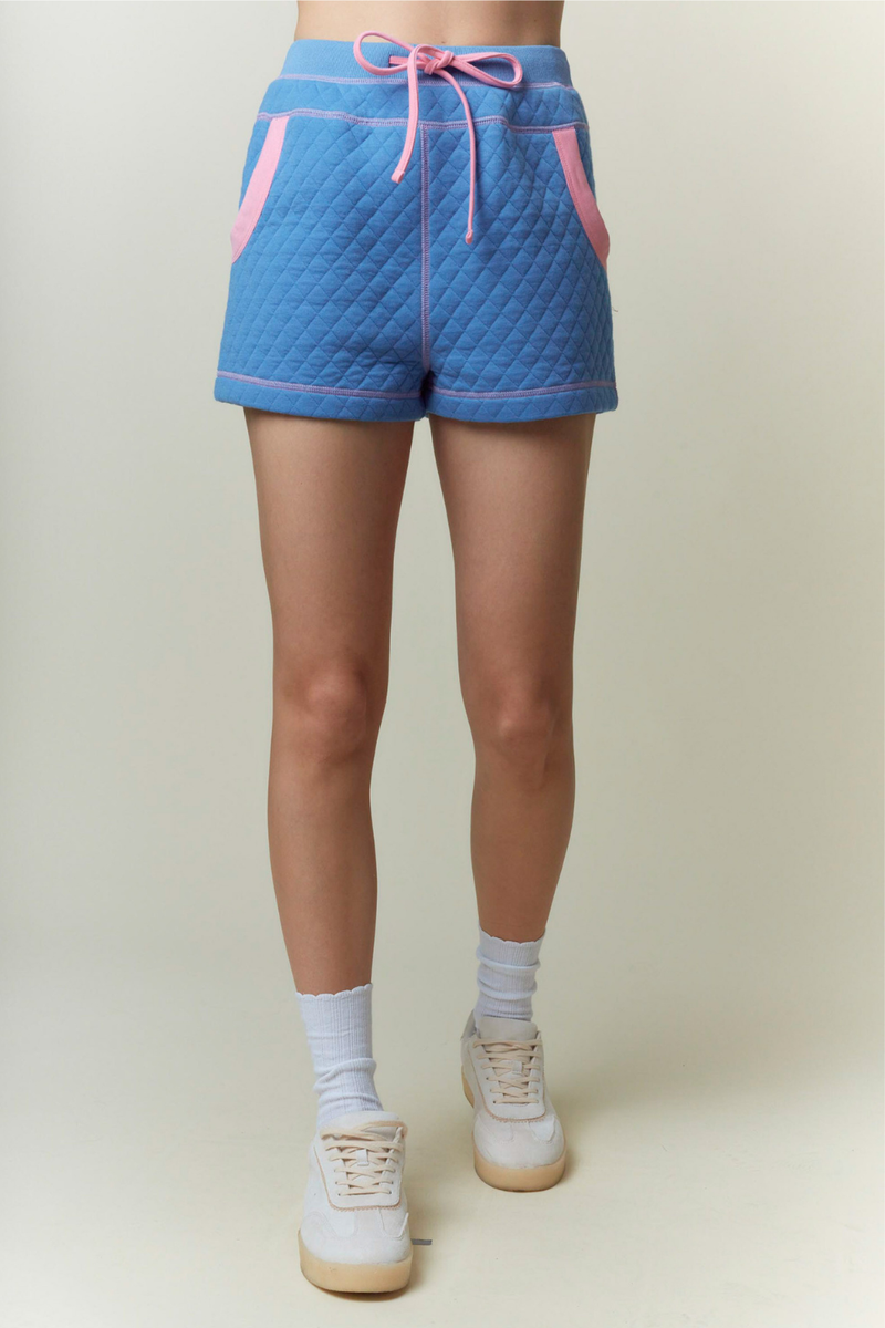 Youth Quilted Contrast Stitching Shorts by Peach Love California