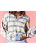 Girls Striped Crop Cable Knit Sweater by Peach Love California