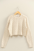 Cropped Crochet Knit Sweater
