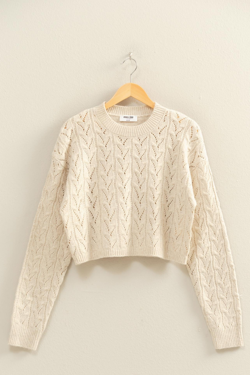 Cropped Crochet Knit Sweater