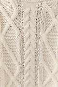 Round Neck Cable Knit Short Sleeve Sweater