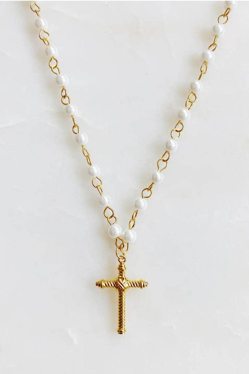 Cabled Cross Pendent Necklace