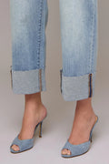 Vintage Wash High Rise Cuffed Wide Straight Leg by Hidden