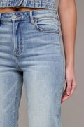 Vintage Wash High Rise Cuffed Wide Straight Leg by Hidden