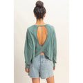 Cross Detail Open Back Long-Sleeve Top