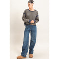 On The Move Stripe Thumb Hole Open Back Top