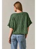 Round Neck Cable Knit Short Sleeve Sweater