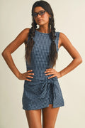 Christy Gingham Print Tie Front Dress