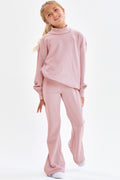 Girls Cotton Terry Mock Neck Sweatshirt