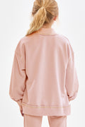 Girls Cotton Terry Mock Neck Sweatshirt