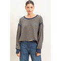 On The Move Stripe Thumb Hole Open Back Top