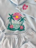 Sunkissed Coconut Hibiscus Flower Embroider Hoodie