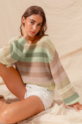 Multi Color Stripe Loose Fit Sweater - 2 colors