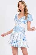 Emberly Floral Print Puff Sleeve Mini Dress