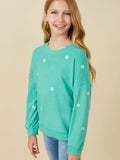 Brushed Floral Embroidered Sweatshirt