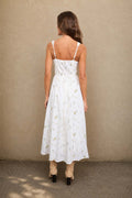 Floral Eyelet Tie Front Corset Midi Dress