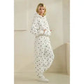 Polka Dot Bubble Hem Knit Hoodie