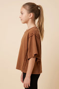 Girls Garment Wash Dolman Top