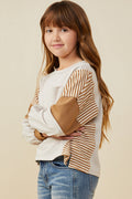 Girls Color Block Sleeve Detail Knit Top