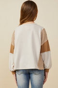 Girls Color Block Sleeve Detail Knit Top