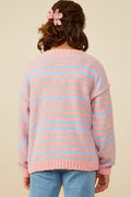 Girls Ultra Soft Multicolor Stripe Pullover Sweater