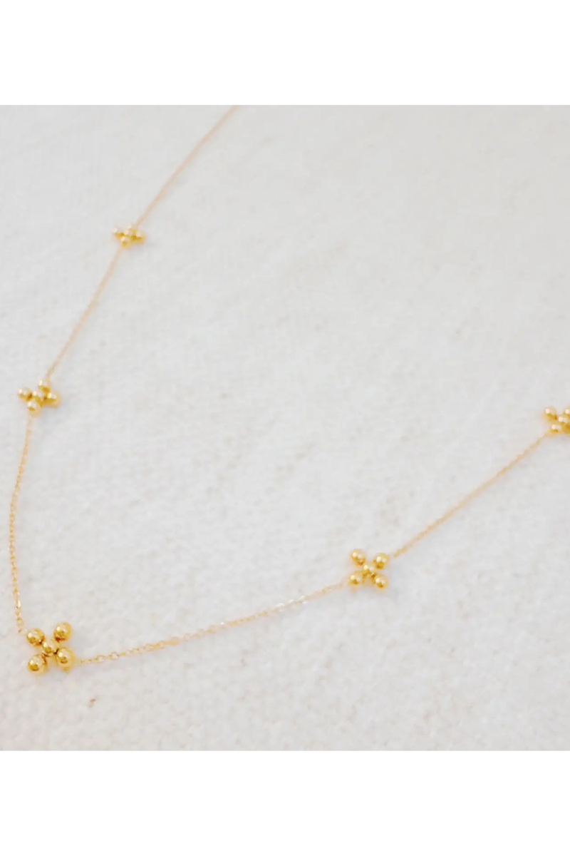Multi Golden Dot Cross Necklace