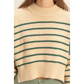 Striped Mock Neck Long Sleeve Sweater