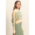 Striped Mock Neck Long Sleeve Sweater