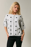 Crew Neck Polka Dot Sweater Cardigan