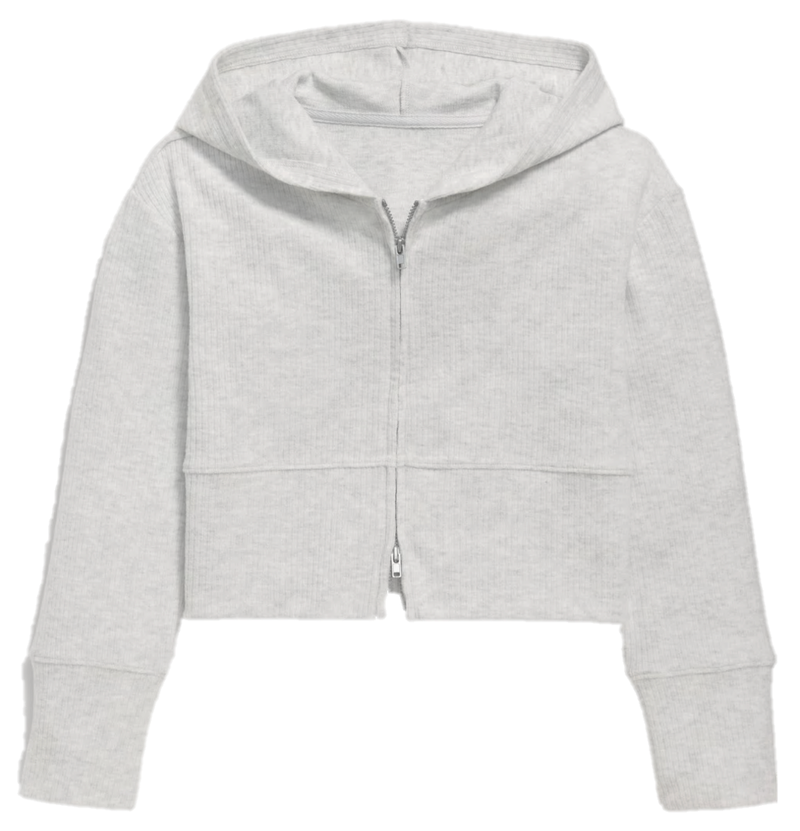 Ribbed Cotton Zip Hoodie by Suzette