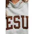 Embroidered "Jesus" Mock-Neck Sweatshirt