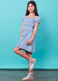 The Berkley Dress in Light Blue Ditsy by Miss Behave