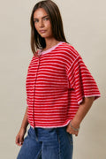 Maeve Stripe Short Sleeve Cardigan Top