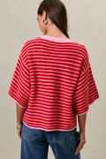 Maeve Stripe Short Sleeve Cardigan Top