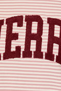 Striped Merry Graphic Oversized Mock Neck Sweatshirt
