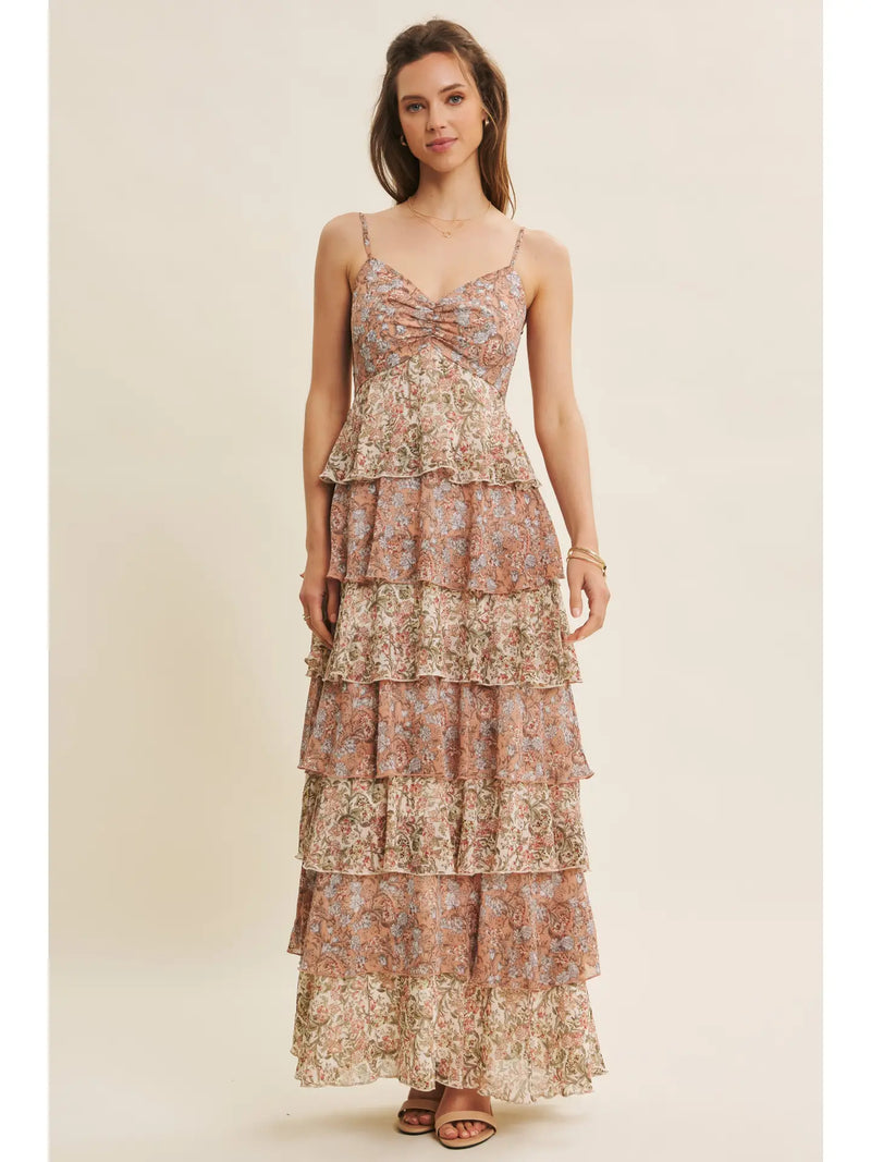 Madison Romantic Floral Tiered Maxi Dress