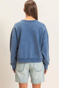 Acid Wash Seam Detail Crew Neck Sweatshirt