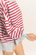Striped Mock Neck Sweatshirt