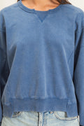 Acid Wash Seam Detail Crew Neck Sweatshirt