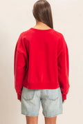 Acid Wash Seam Detail Crew Neck Sweatshirt
