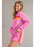 Everyday Striped Long Sleeve and Short Set in Pink