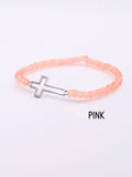 Beaded Silver Cross Bracelet
