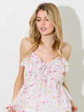 Floral Spaghetti Strap Ruffle Top