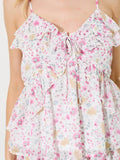 Floral Spaghetti Strap Ruffle Top