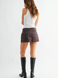 Burgundy Plaid Denim Skort